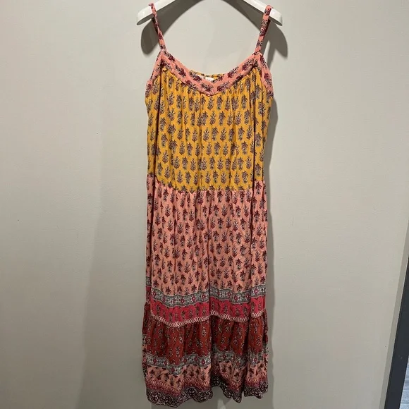 Knox Rose Boho Floral Patchwork Maxi Sundress Women’s XXL Adjustable Straps - Picture 2 of 6